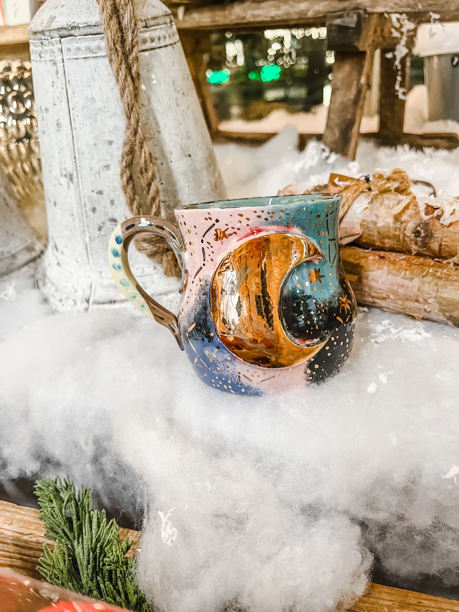 Galaxy Moon Handmade Mug